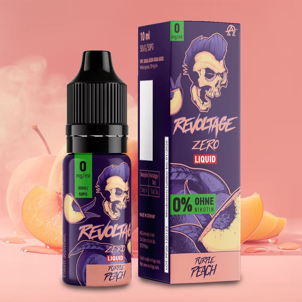 REVOLTAGE Purple Peach Hybrid Nikotinsalz Liquid 10 ml 0mg