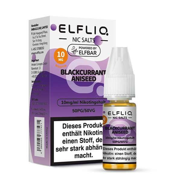 ELFBAR ELFLIQ Blackcurrant Aniseed Nikotinsalz Liquid 10 ml 10mg