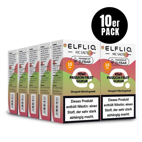 ELFBAR ELFLIQ Kiwi Passion Fruit Guava Nikotinsalz Liquid 10 ml 10mg