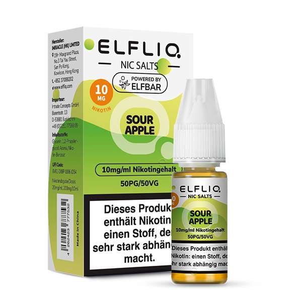 ELFBAR ELFLIQ Sour Apple Nikotinsalz Liquid 10 ml 10mg