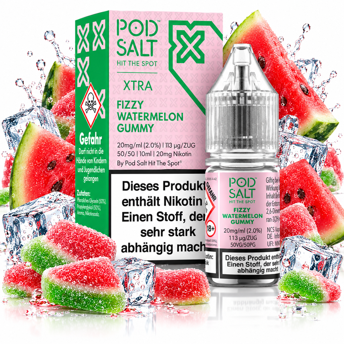 POD SALT XTRA Fizzy Watermelon Gummy Nikotinsalz Liquid 10 ml