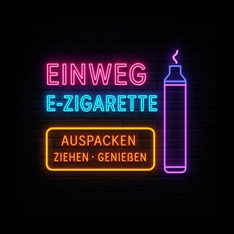 „Einweg E-Zigaretten Sortiment – Auswahl verschiedener Marken und Geschmacksrichtungen“