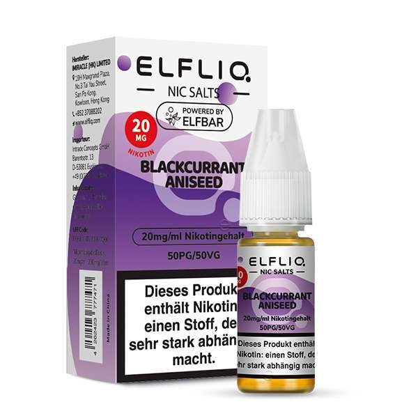 ELFBAR ELFLIQ Blackcurrant Aniseed Nikotinsalz Liquid 10 ml 20mg