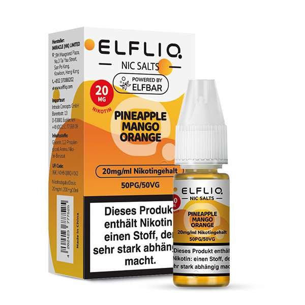 ELFBAR ELFLIQ Pineapple Mango Orange Nikotinsalz Liquid 10 ml 20mg