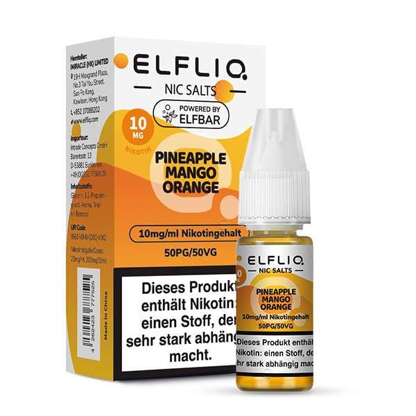 ELFBAR ELFLIQ Pineapple Mango Orange Nikotinsalz Liquid 10 ml 10mg