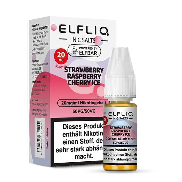 ELFBAR ELFLIQ Strawberry Raspberry Cherry Ice Nikotinsalz Liquid 10 ml 20mg