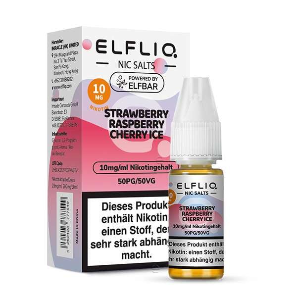 ELFBAR ELFLIQ Strawberry Raspberry Cherry Ice Nikotinsalz Liquid 10 ml 10mg